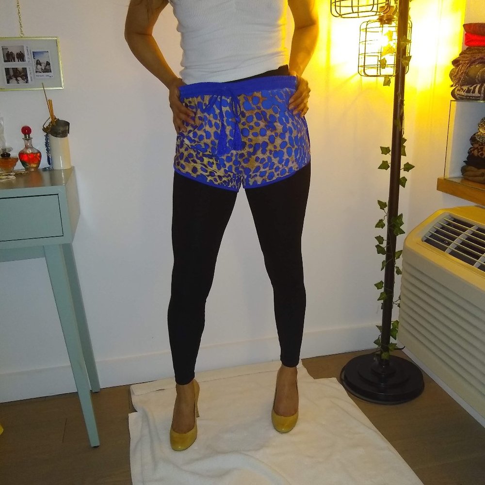 Leopard Print Blue Shorts